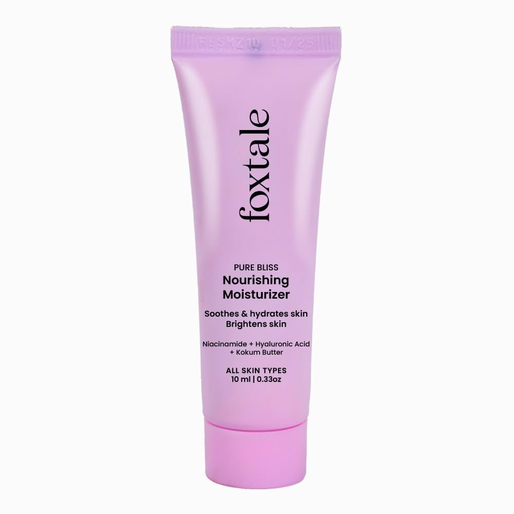 Foxtale Nourishing Ceramide Face Moisturizer with Niacinamide for 100 Hr Hydration, Lightweight & Non-Sticky, For Soft & Glowing Skin, Men & Women, All Skin Types, 10 ml