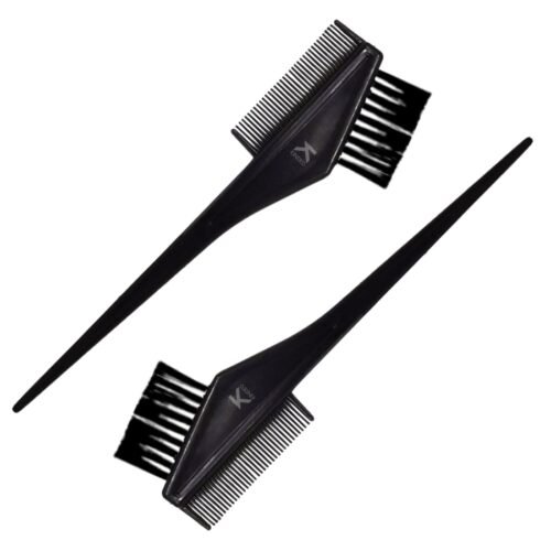 2 in 1 Hair Colouring Brush Applicator & Tail Comb Combined Multipurpose Hair Colour Mehndi Henna Dye Brush Professional Hairdressing Tool for Men Women Home Salon Use (Combo Pack of 2, Black)