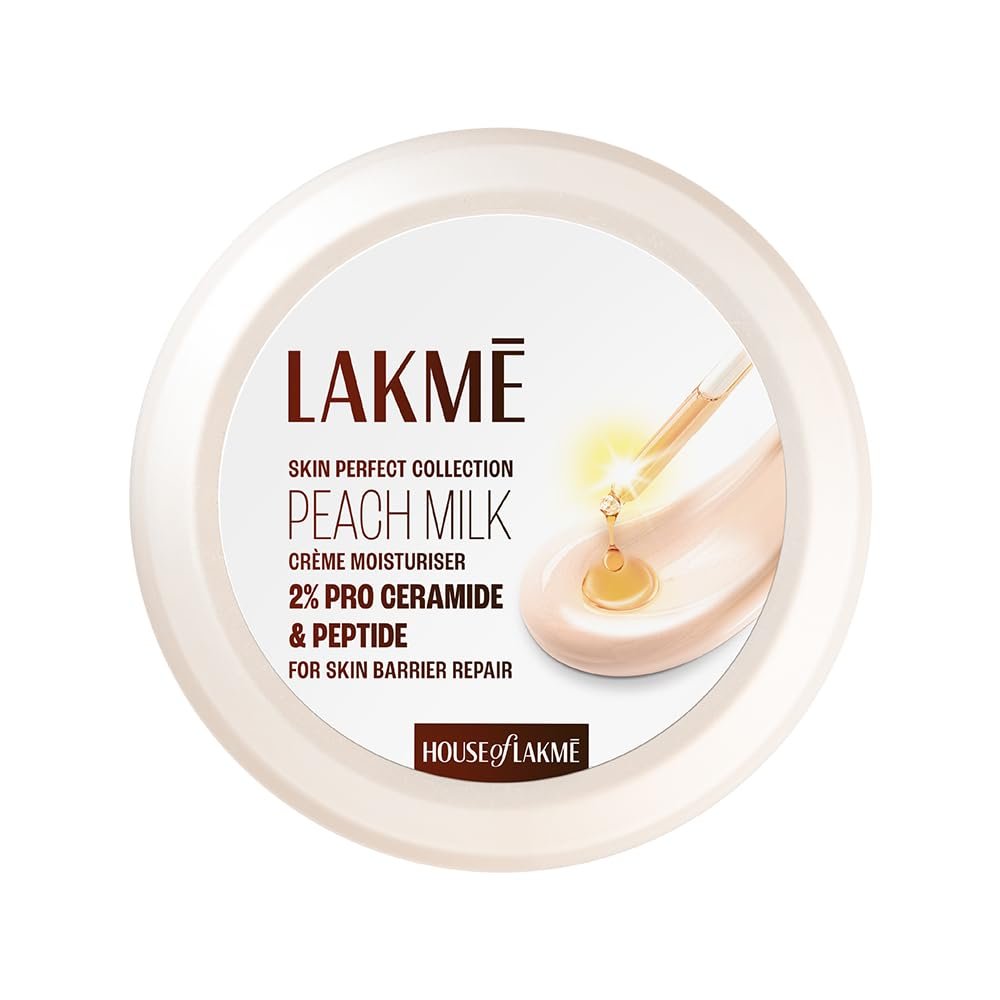 Lakm? Peach Milk Creme Moisturizer with 2% Pro-Ceramide & Peptides | Repairs Damaged Skin Barrier & Gives Intense Hydration | For Dry, Normal & Sensitive 100 g