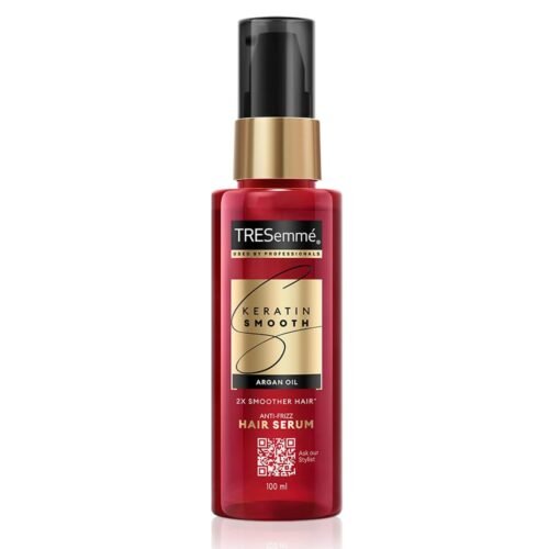 TRESemme Keratin Smooth Serum 100ml With Keratin Protein and Argan Oil | Salon-Like Smooth Hair | Up To 48H Frizz Control