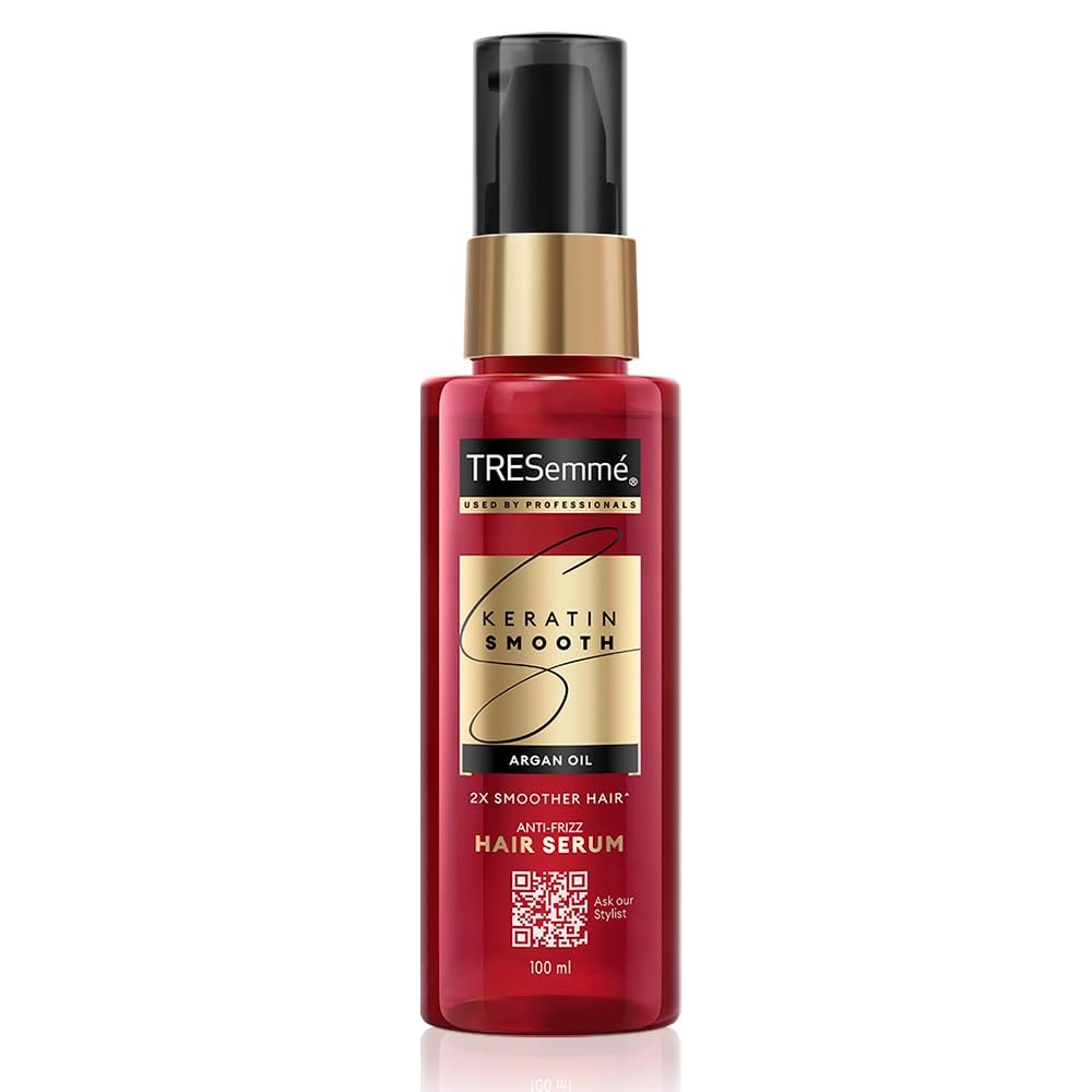 TRESemme Keratin Smooth Serum 100ml With Keratin Protein and Argan Oil | Salon-Like Smooth Hair | Up To 48H Frizz Control