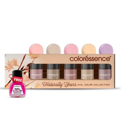 Coloressence Naturally Yours Nail Paint Kit with Bridal & Festive Shades | Free Nail Paint Remover | Chip Resistant and Quick Dry Nail Paints | Set of 5 Nail Paints & 1 Nail Paint Remover