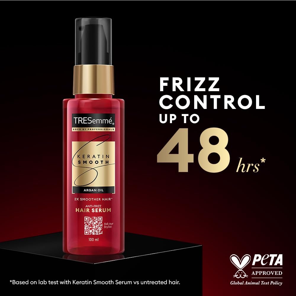 TRESemme Keratin Smooth Serum 100ml With Keratin Protein and Argan Oil | Salon-Like Smooth Hair | Up To 48H Frizz Control - Image 4