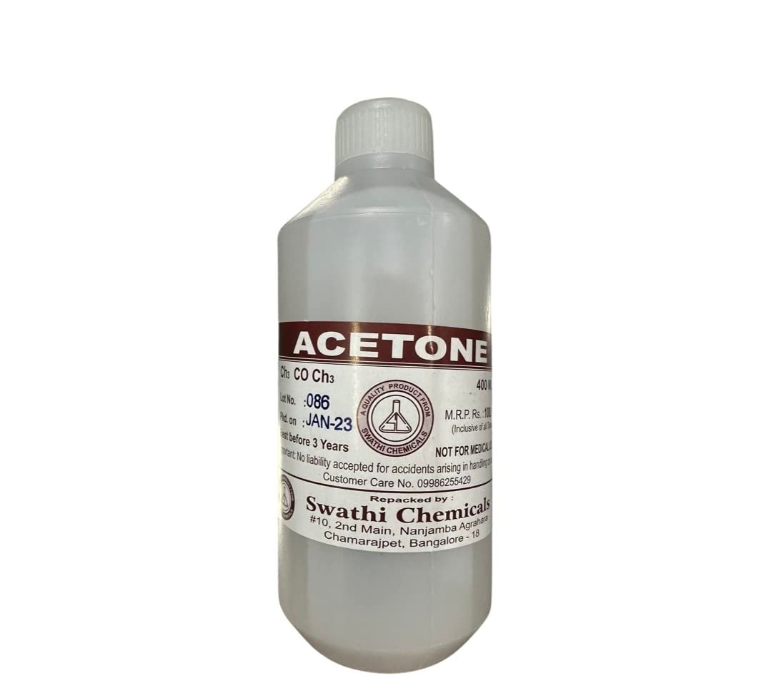 Acetone | Clear | NOT FOR MEDICAL USE | Nail Polish Remover | Nail Colour Remover | A++ Grade, 400 ml