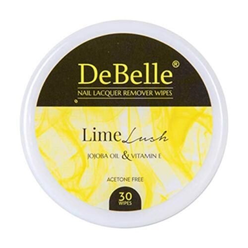 DeBelle Nail Polish Remover Wipes - Lime Lush |Acetone free| Enriched with jojoba Oil, Olive Oil &Vitamin E|(30 pads)