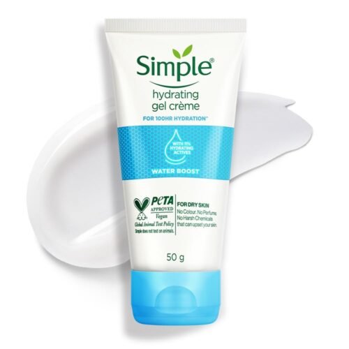 Simple Water Boost Hydrating Gel Creme| 100HR Hydration | For Dry Skin Type| No Perfume| No Harsh Chemicals| Tested on Sensitive Skin, 50 g