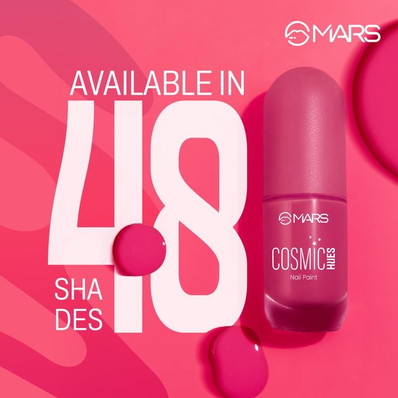 MARS Cosmic Hues Nail Paint (10.0 ml) (04-RIGEL RED) | Intense Color | Ultra-Glossy Shine | Long-Lasting & Chip-Resistant | Non-Sticky | Quick-Drying Formula - Image 3