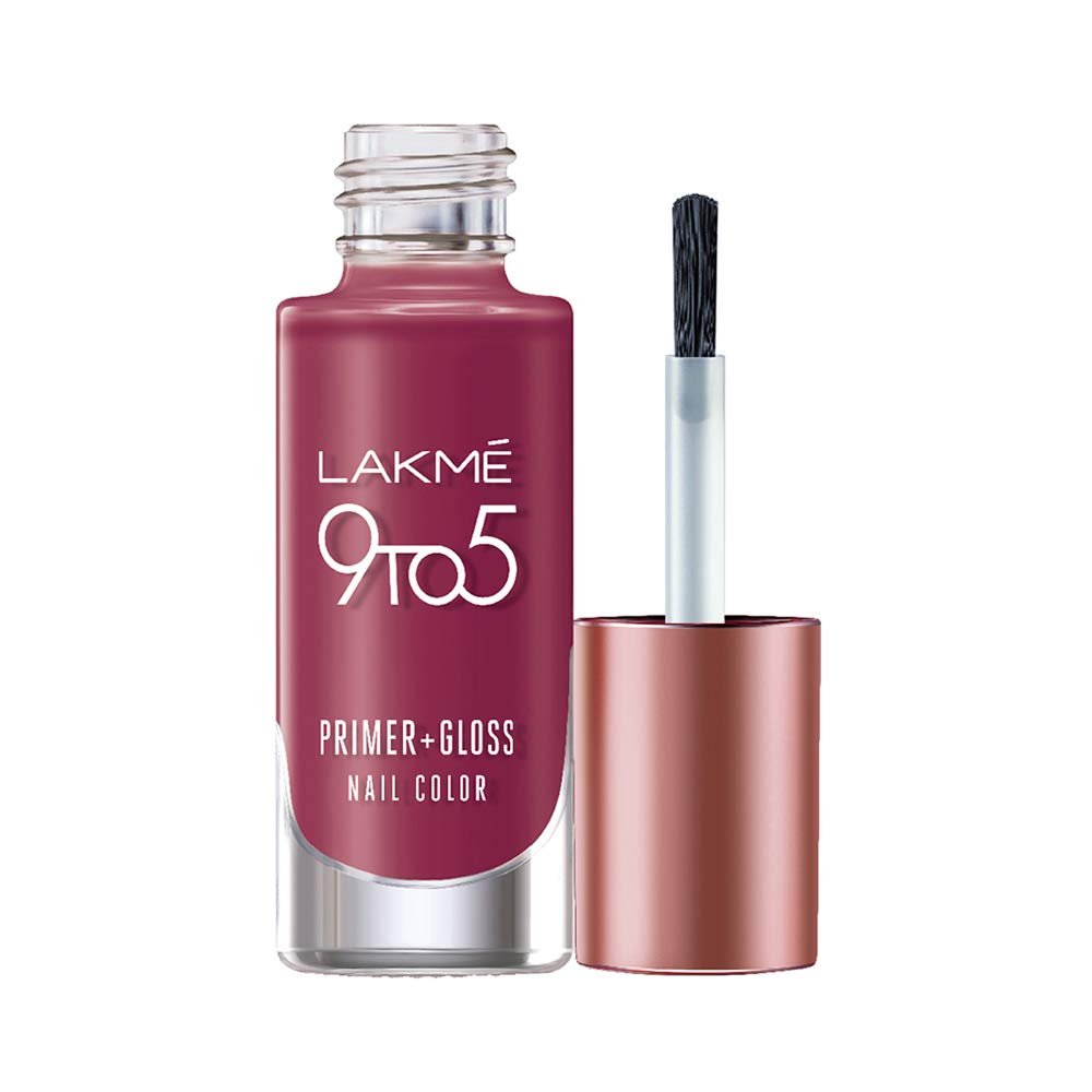 Lakme 9 to 5 Primer + Gloss Nail Color|| Berry Business|| 6 ml