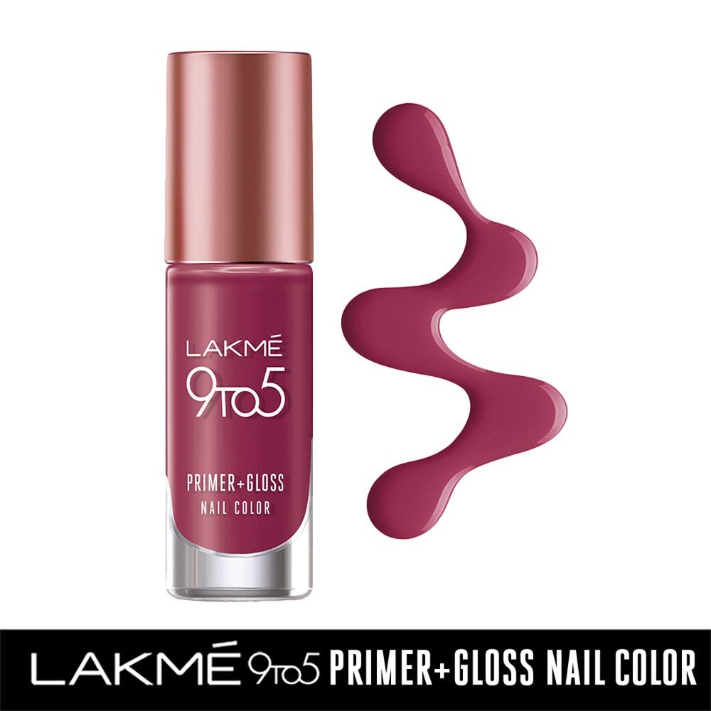 Lakme 9 to 5 Primer + Gloss Nail Color|| Berry Business|| 6 ml - Image 2