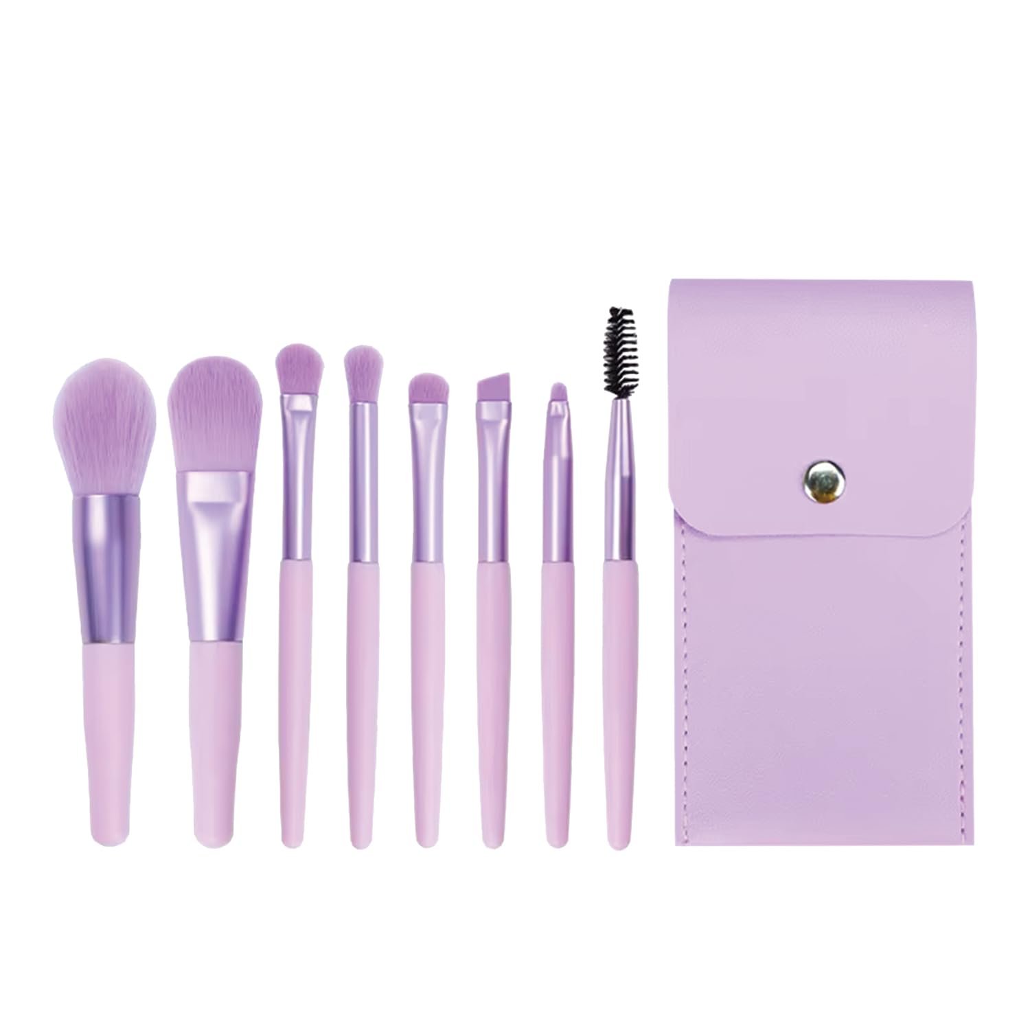 TEMPERIA (Pack of 8) Small Size Makeup Brush Set - Soft Bristles Make Up Brushes Sets Kit for Foundation, Concealers, Eyeshadow, Blush, Compact Face Powder, Highlighter, Contour, Blending Eye Liner - With Pouch (Random Colors)