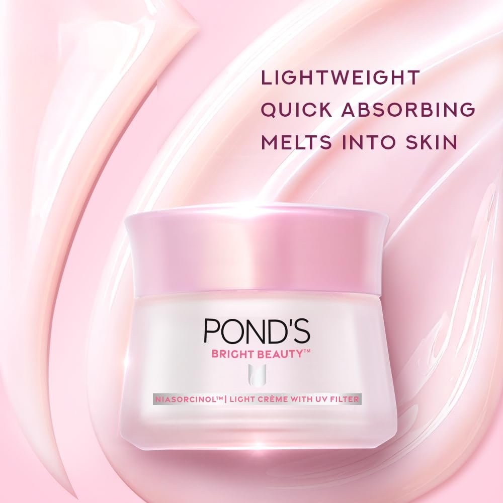 Pond's Bright Beauty Light Cream with UV Filter | Niasorcinol | 100x Better than Vitamin C | Niacinamide | Fades Dark Spots, Brightens Skin, 35g - Image 2