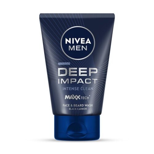 NIVEA MEN Deep Impact Face Wash 100g | With Black Carbon | Intense Clean, For Beard & Face | Removes Oil and Impurities