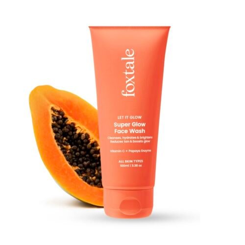 Foxtale Vitamin C Super Glow Face Wash with Papaya enzyme | Reduces Tan | Boosts Glow | Gently Exfoliates & Brightens Skin | Reduces Pigmentation | Face Wash for Men & Women- 100ml
