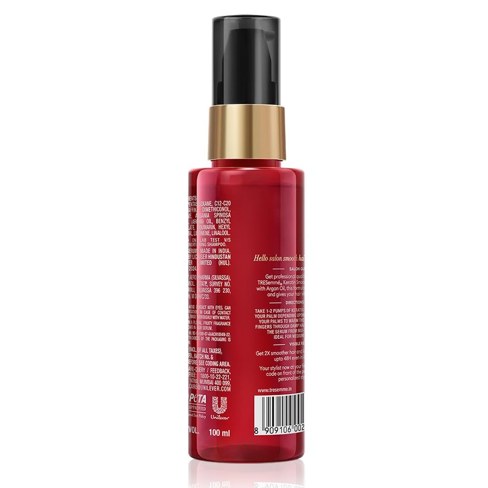 TRESemme Keratin Smooth Serum 100ml With Keratin Protein and Argan Oil | Salon-Like Smooth Hair | Up To 48H Frizz Control - Image 2