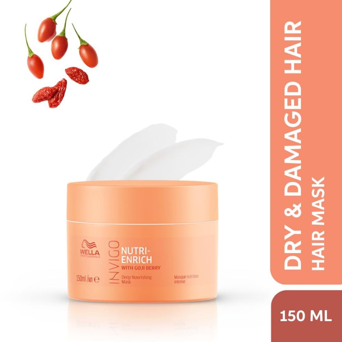 Wella Professionals Invigo Nutri-Enrich Hair Mask | 150 ml | Nourishing, Hydrating Hair Treatment for Dry & Damaged Hair | With Goji Berry Nutrients - Image 2