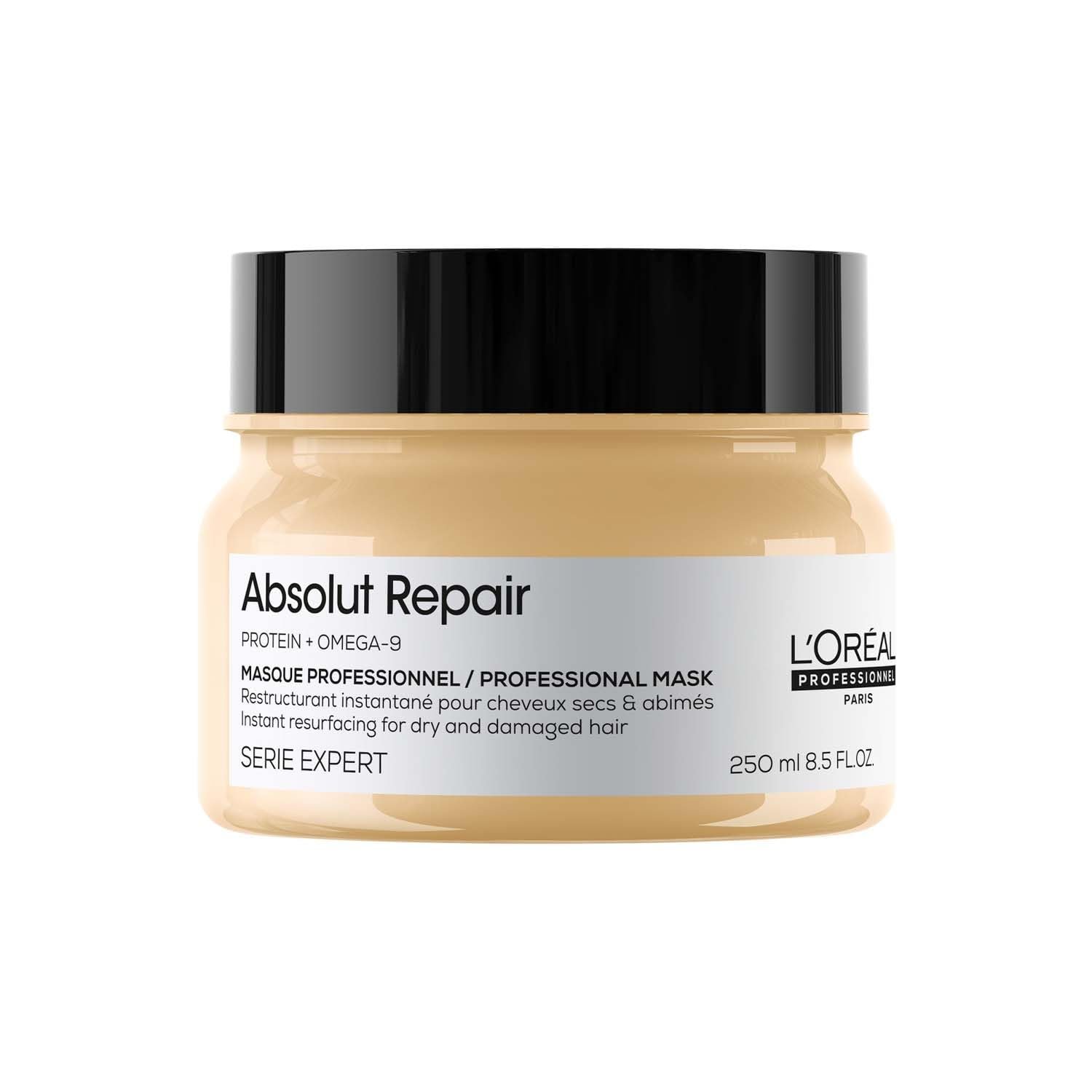 L'Or?al Professionnel Absolut Repair Mask for Dry & Damaged Hair - 250ml | Professional mask for Strengthening and Repairing Hair, With Protein & Omega-9, For Men & Women
