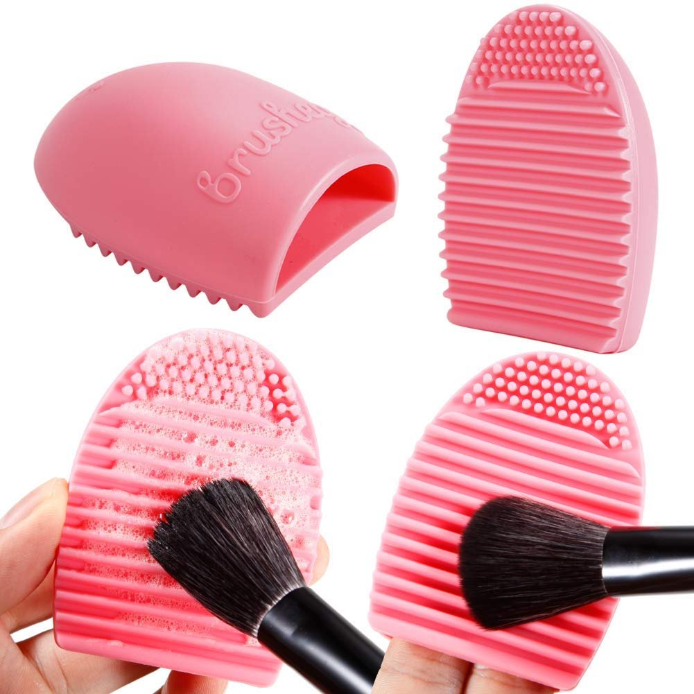 MISS & MAM Nylon Bristle Makeup Brushes Kit With Blender Sponge and Brush Egg- Pink, Silver, 10+2 Pcs - Image 4