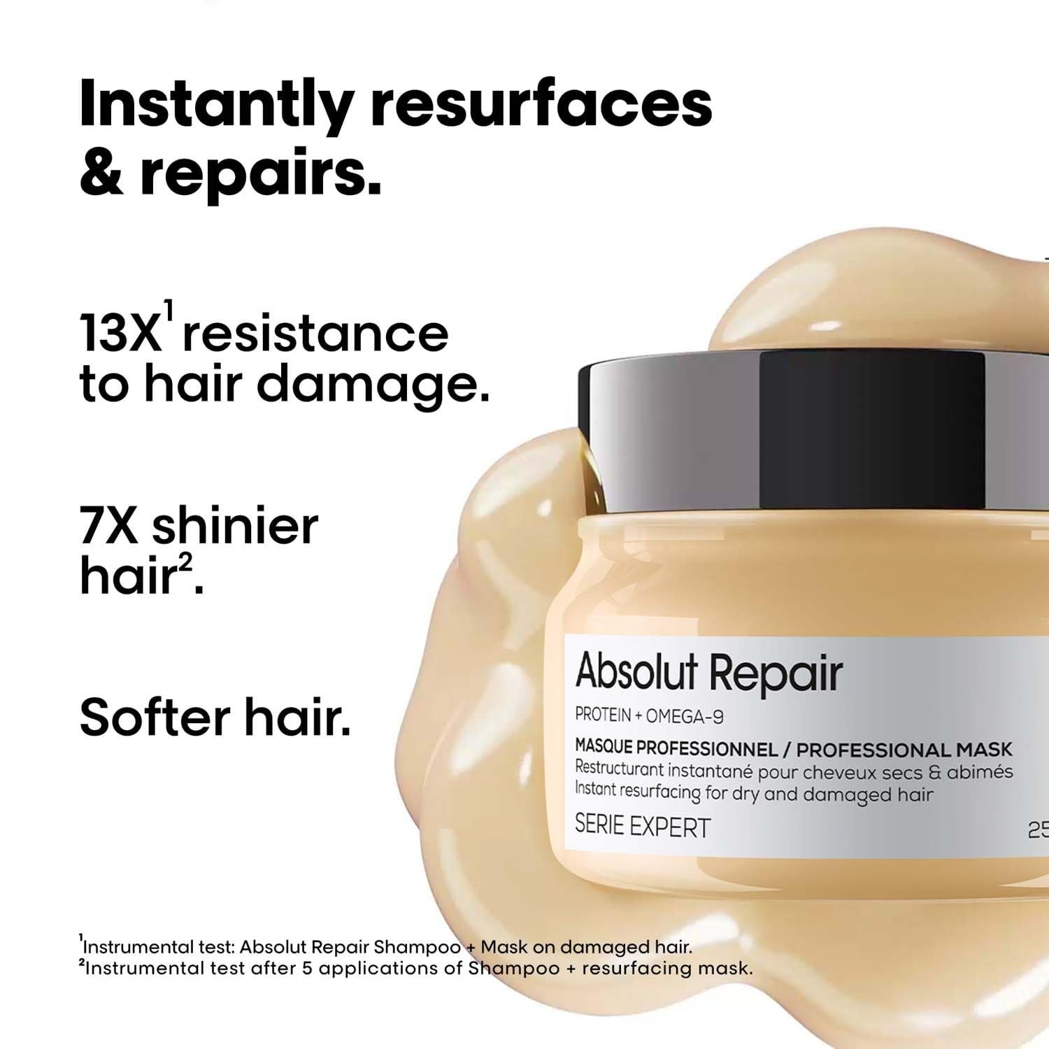 L'Or?al Professionnel Absolut Repair Mask for Dry & Damaged Hair - 250ml | Professional mask for Strengthening and Repairing Hair, With Protein & Omega-9, For Men & Women - Image 2