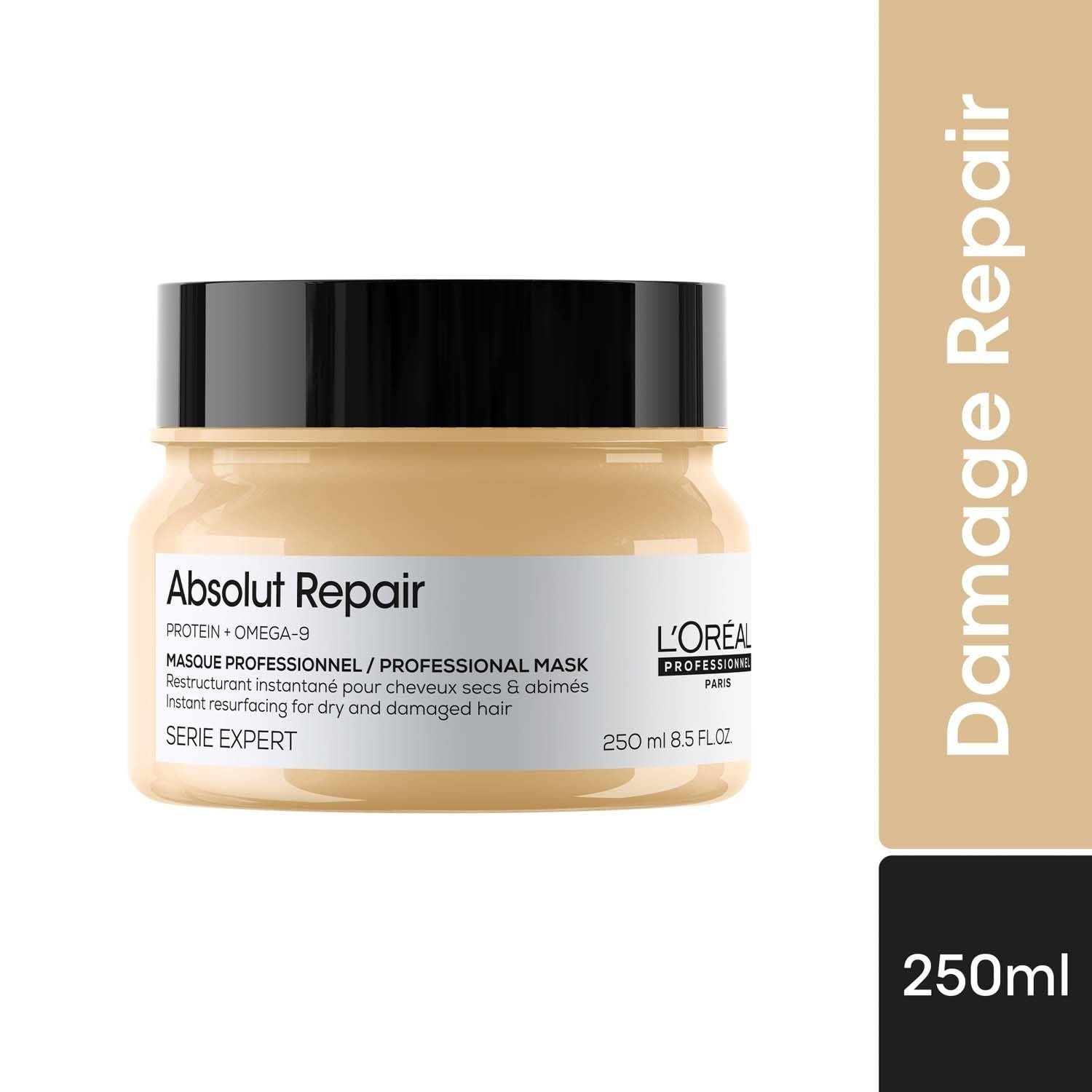 L'Or?al Professionnel Absolut Repair Mask for Dry & Damaged Hair - 250ml | Professional mask for Strengthening and Repairing Hair, With Protein & Omega-9, For Men & Women - Image 4