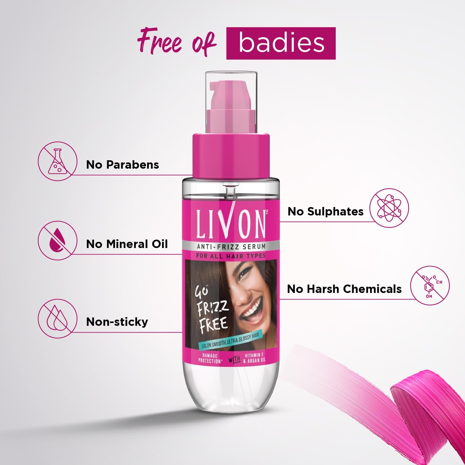 Livon Hair Serum, For Dry & Frizzy Hair | Provides shine , smoothness & damage protection| Leave in serum for women & Men| With Vitamin E & Argan Oil | 100ml - Image 3