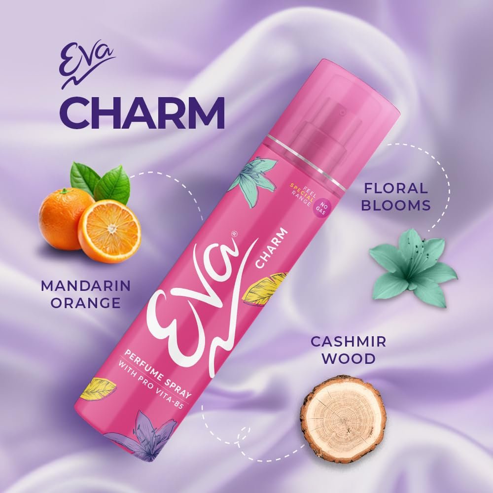 Eva Charm No Gas Perfume Spray | Long Lasting Perfume Body spray | Floral Grace With Shades Of Mandrine Orange & Cashmirwood | Deodorants Women | 120 Ml | Pack Of 2 - Image 3