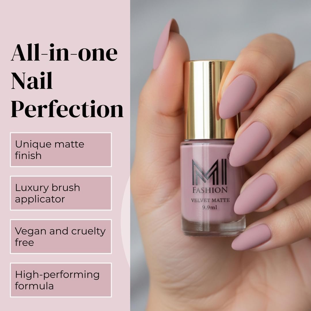 MI FASHION Soft Smooth Unique Matte Finish Nail Polish Combo Sets Of 4 Unique Colors - Magenta Red, Bordeaux, Deep Coffee, Rose Taupe - 39.60 Ml - Image 3