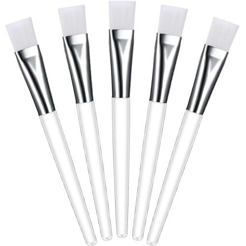 Shidara 6pcs Facial Brushes - Soft Fan Mask Brushes for Chemical Peel, Acid Peel & Facial Gels - White