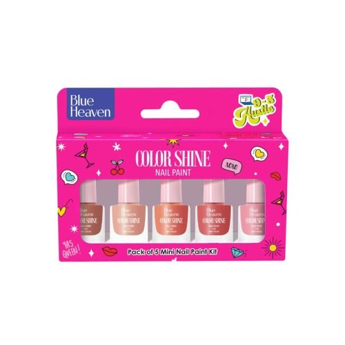Blue Heaven Color Shine Nail Polish pack of 5, Glossy Gel Finish Nail Paint with Stunning Colors for every Occasion - 9to5 Hustle, 25ml