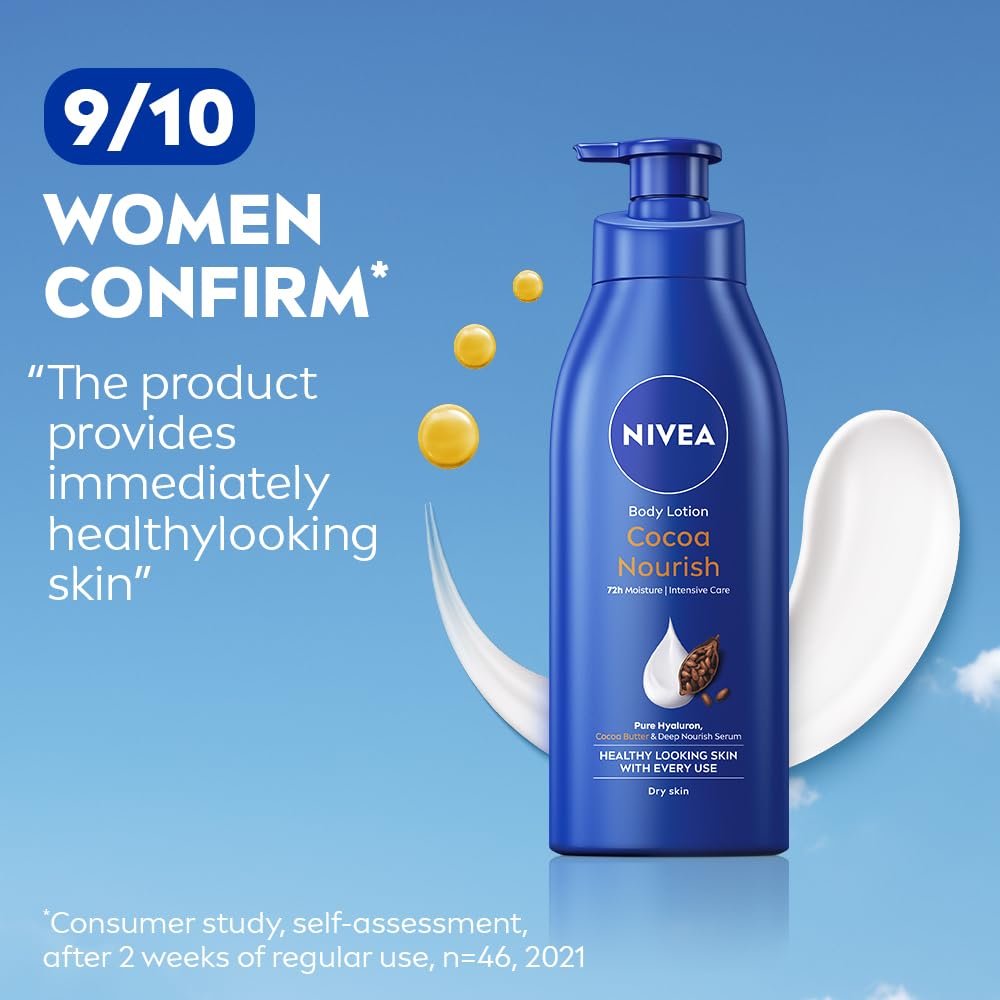 NIVEA Cocoa Nourish 400ml Body Lotion with Deep Moisture Serum| 48 H Moisturization | With Cocoa Butter & Coconut Oil | Non Greasy & Healthy Looking Skin |For Very Dry Skin - Image 2