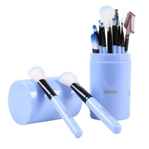Jieoer Professional Makeup Cosmetic Foundation Brush Set (Blue) - Pack of 10