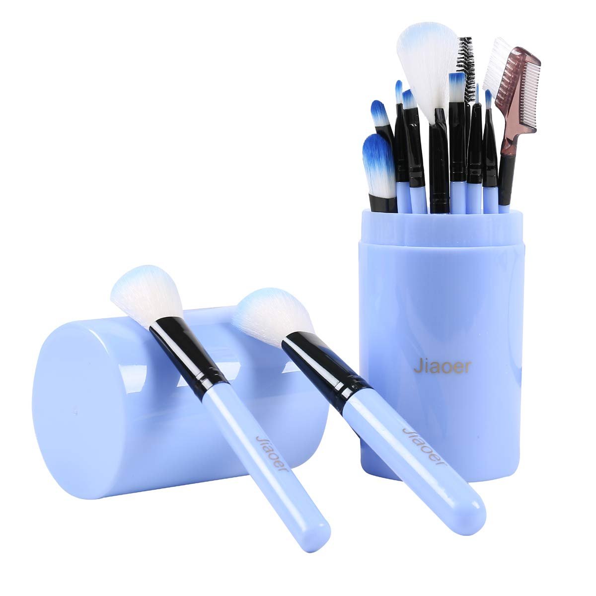 Jieoer Professional Makeup Cosmetic Foundation Brush Set (Blue) - Pack of 10