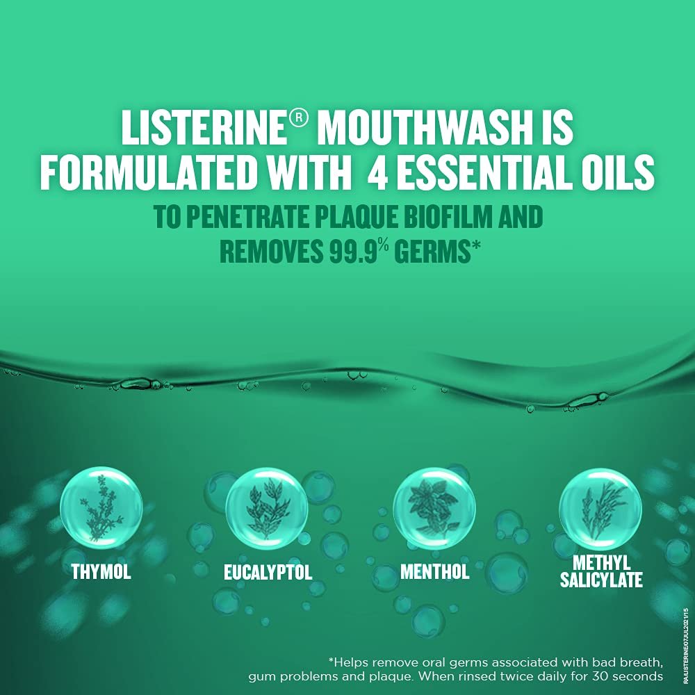 Listerine Fresh Burst Mouthwash Liquid, Removes 99.9% Germs, 250ml (Pack of 3) - Image 3