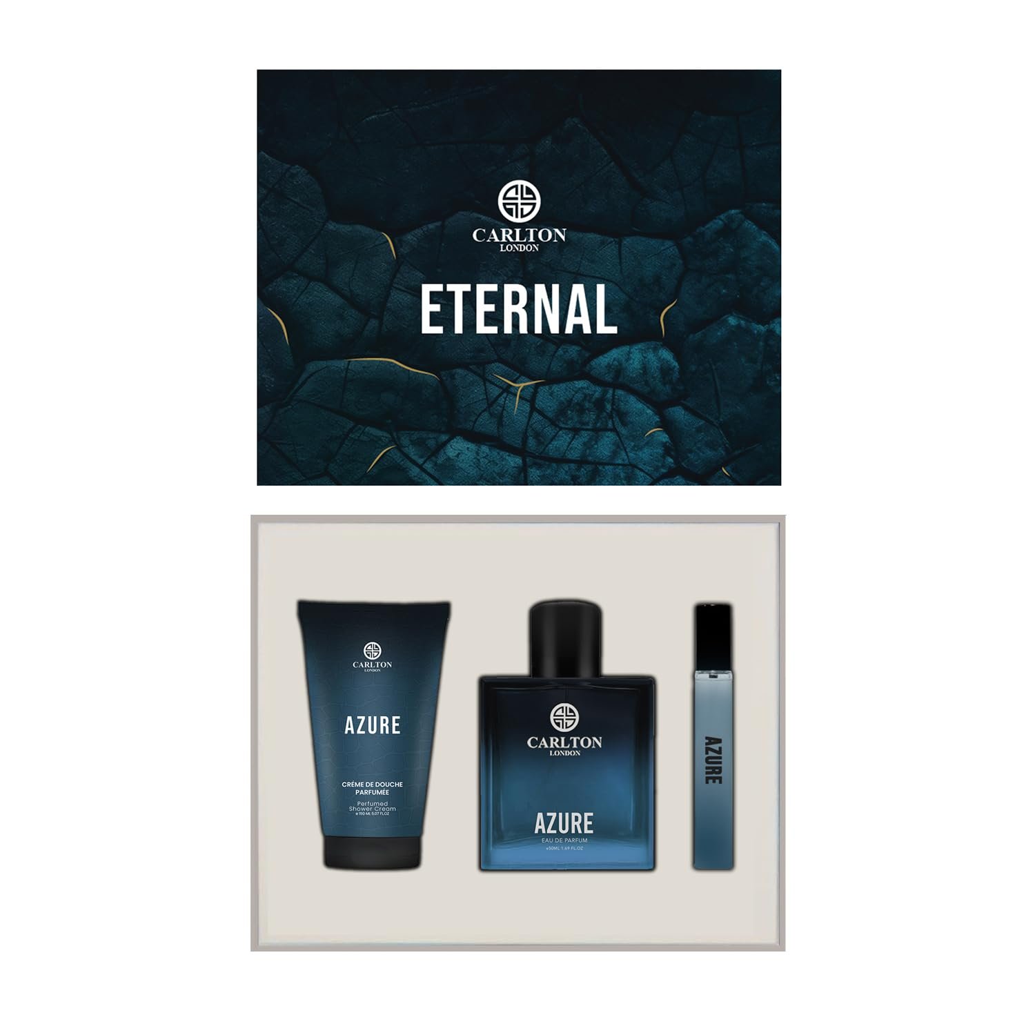 Carlton London Men's Perfume Gift Set ? Azure 50ml EDP, Cream & Travel Spray | Luxury Fragrance Combo For Gifting | Birthday Present for Men - Image 3