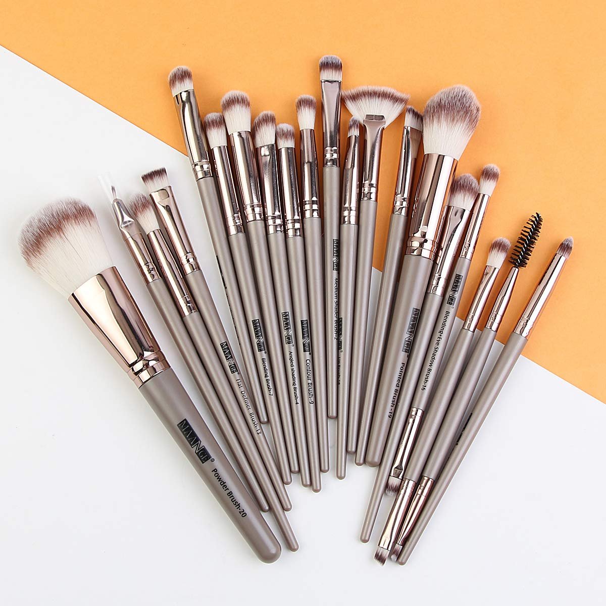 Maange 20 Pcs Professional Makeup Brushes Foundation Eyeshadow Blush Brush,Travel Kabuki Blending Concealers Face Powder Eye Make Up Brushes Set Kit (Champagne) - Image 4