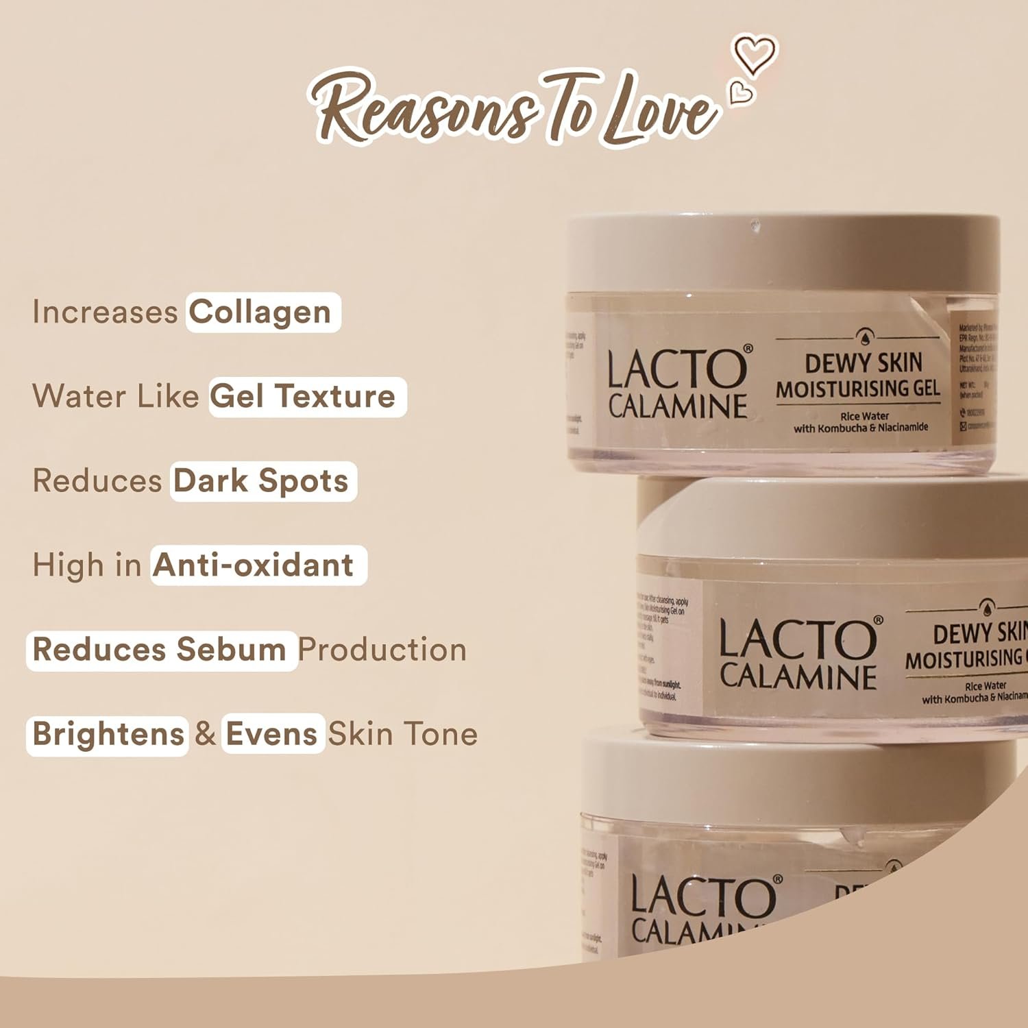 Lacto Calamine Dewy Rice Moisturizer for Face | 50g x Pack of 1 | Face Moisturiser with Rice Water & Niacinamide for Glass Skin | Korean Type Skin | Dermatologically Tested - Image 3