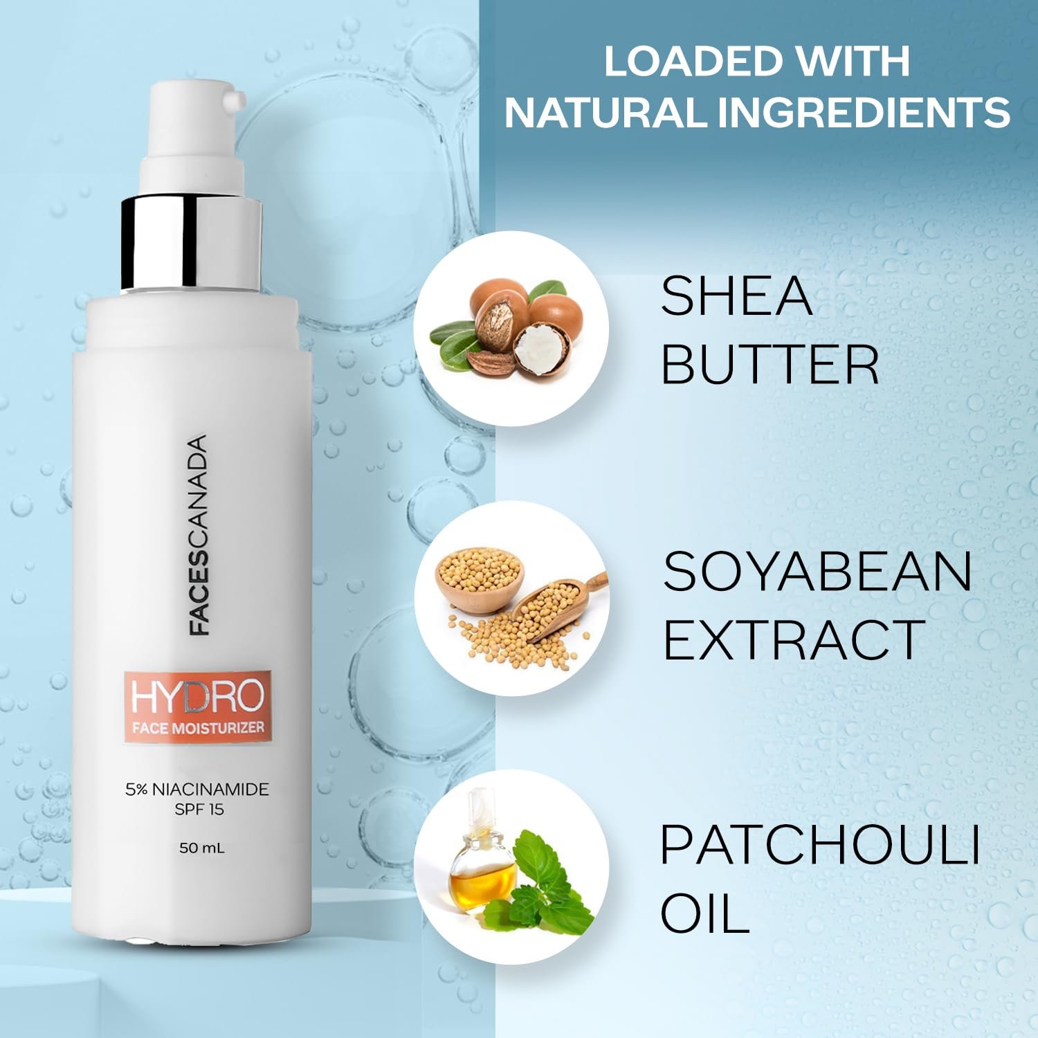 FACES CANADA Hydro Face Moisturizer - 50ml | SPF 15 | Lightweight & Non-Greasy | Hydrating | Improves Uneven Skin | Minimizes Pores | Healthy Glowing Skin | All Skin Types - Image 4