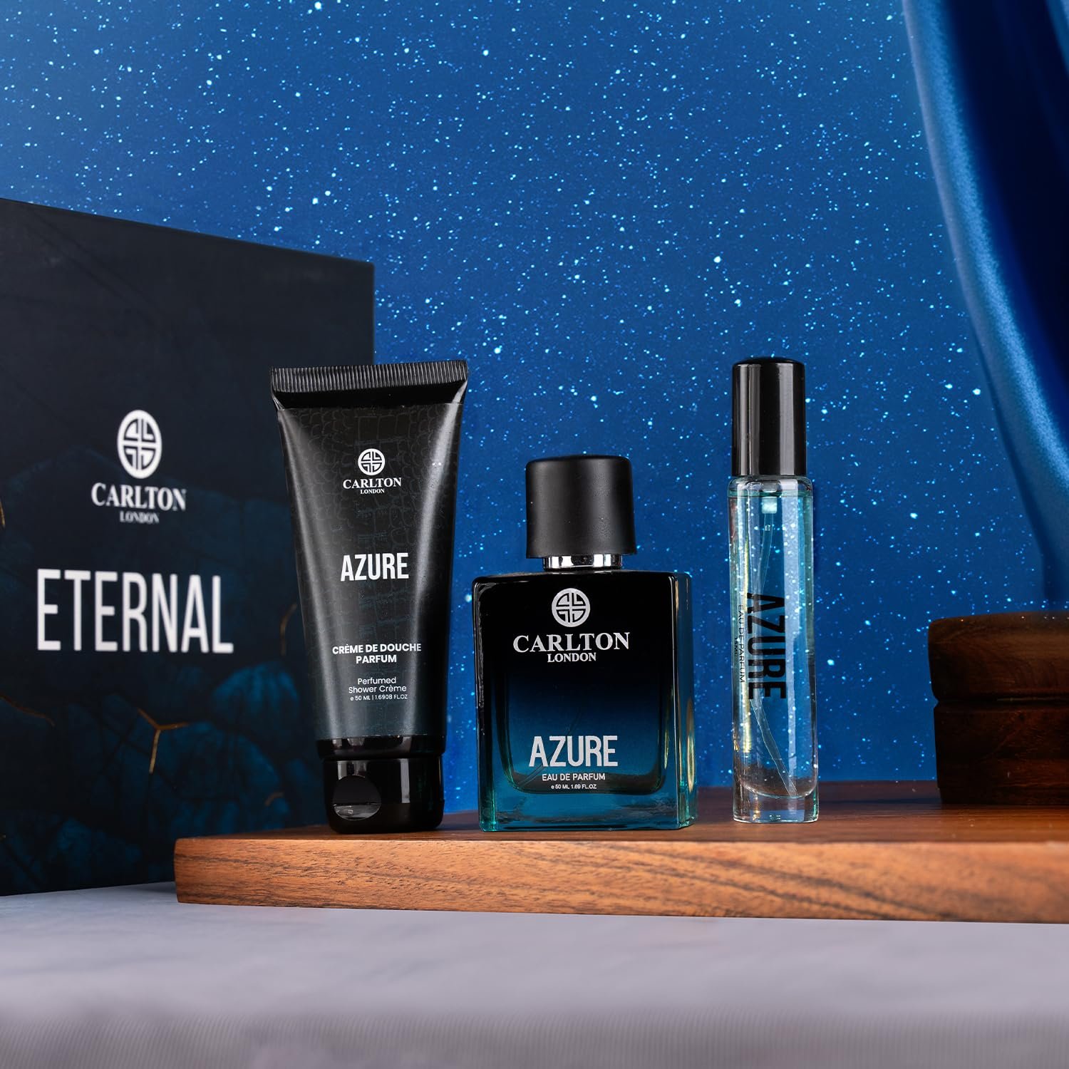 Carlton London Men's Perfume Gift Set ? Azure 50ml EDP, Cream & Travel Spray | Luxury Fragrance Combo For Gifting | Birthday Present for Men - Image 2