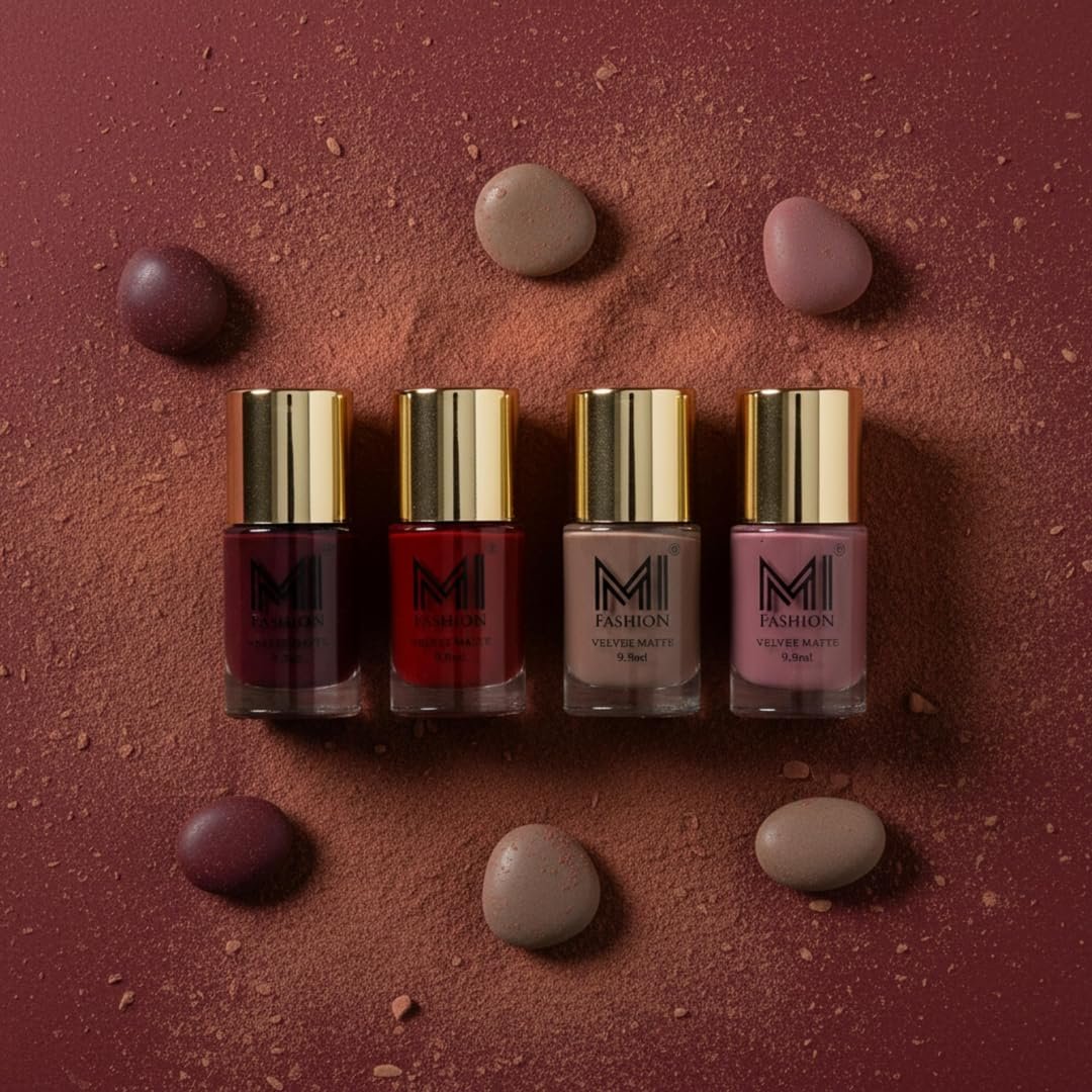 MI FASHION Soft Smooth Unique Matte Finish Nail Polish Combo Sets Of 4 Unique Colors - Magenta Red, Bordeaux, Deep Coffee, Rose Taupe - 39.60 Ml - Image 2