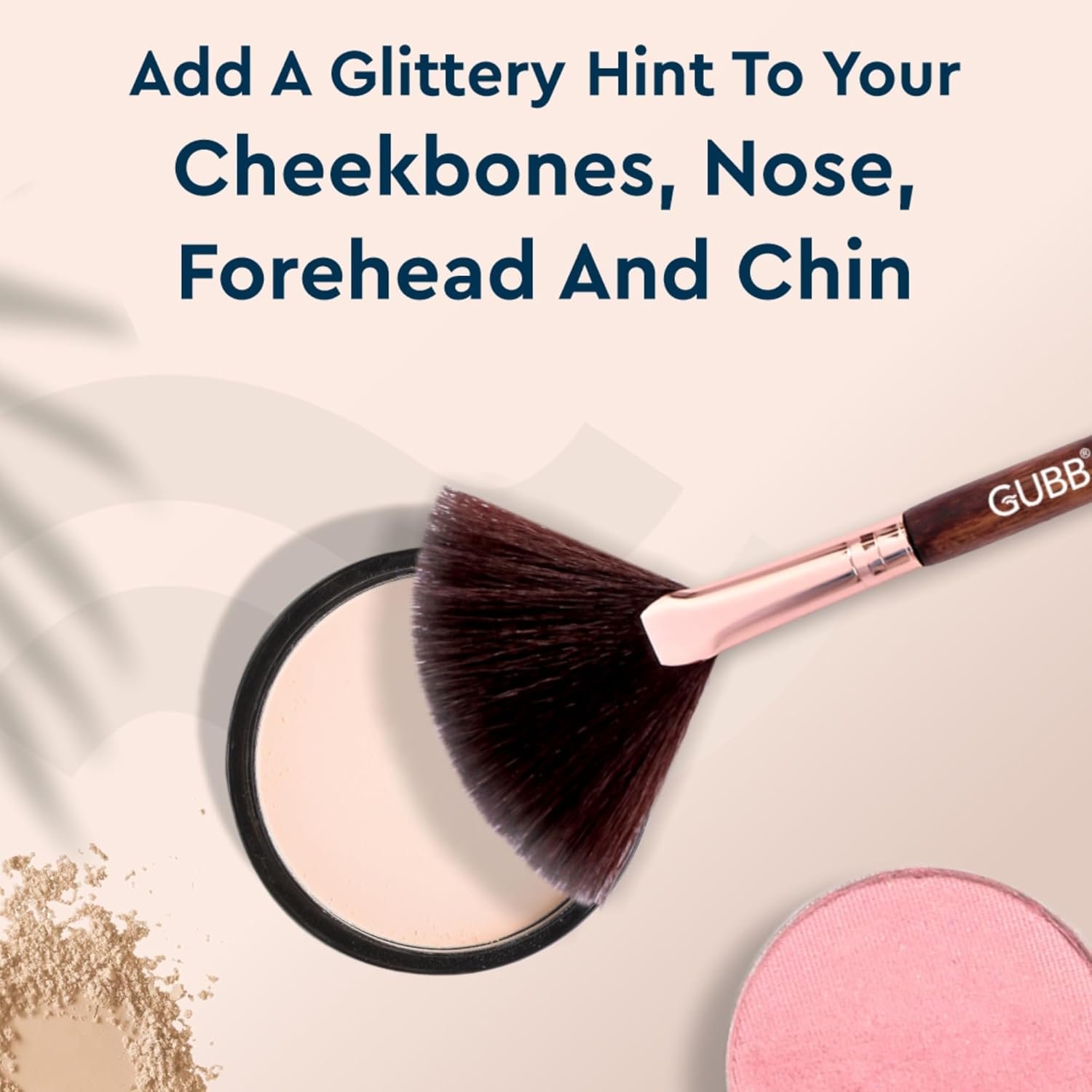 GUBB Synthetic Bristle Fan Brush - Brown - Professional Makeup Brush for Precise Highlighting, Contouring, and Blending - Soft and Luxurious Bristles for Effortless Application - Ideal for Makeup Enthusiasts and Professionals - Image 3