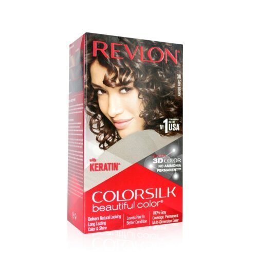Revlon ColorSilk Permanent Hair Color For Women, Salon Perfect Hair Colour at Home with 100% Grey Coverage | Pro-Keratin & No Ammonia | Up to 8 Weeks of Colour | Shade - Dark Brown 3N (Pack of 1)
