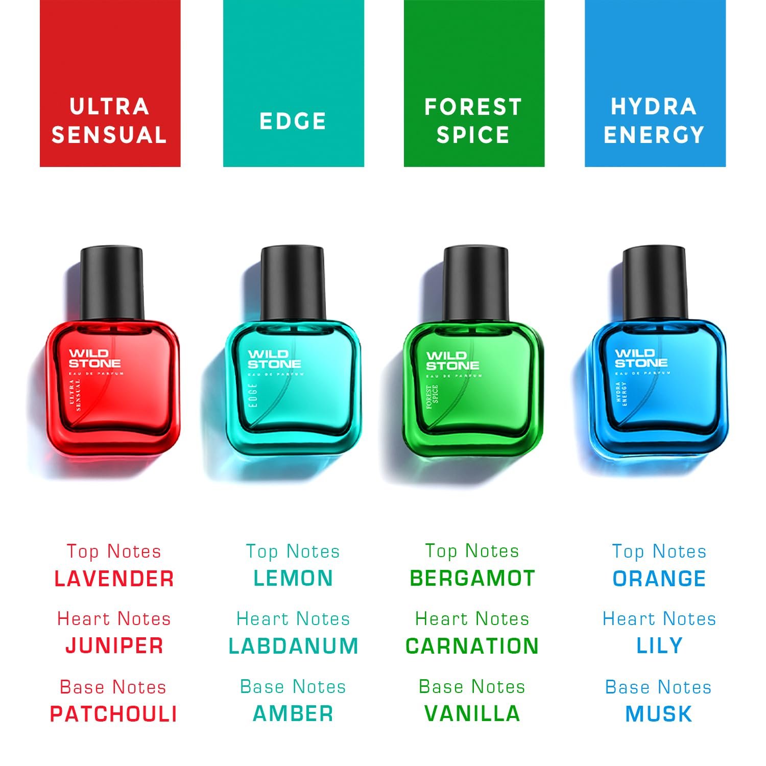 Wild Stone EAU DE Parfum Gift Set for Men, Pack of 4 (4x30ml) | Premium Fragrance Gift Set | Edge,Ultra Sensual, Hydra Energy & Forest Spice Luxury Perfume - Image 3