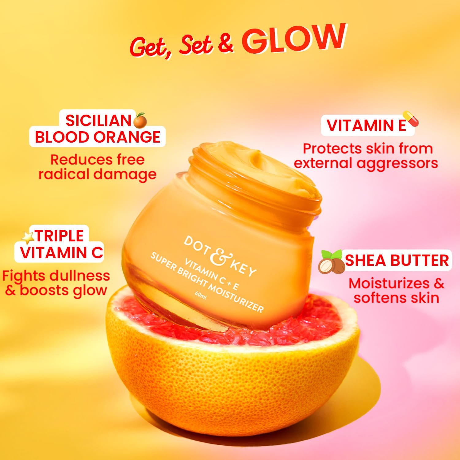 Dot & Key Vitamin C + E Sorbet Super Bright Moisturizer For Face | Vitamin C Face Moisturizer|Reduces Skin Dullness|Oil Free & Lightweight | For All Skin Types | 60Ml - Image 2