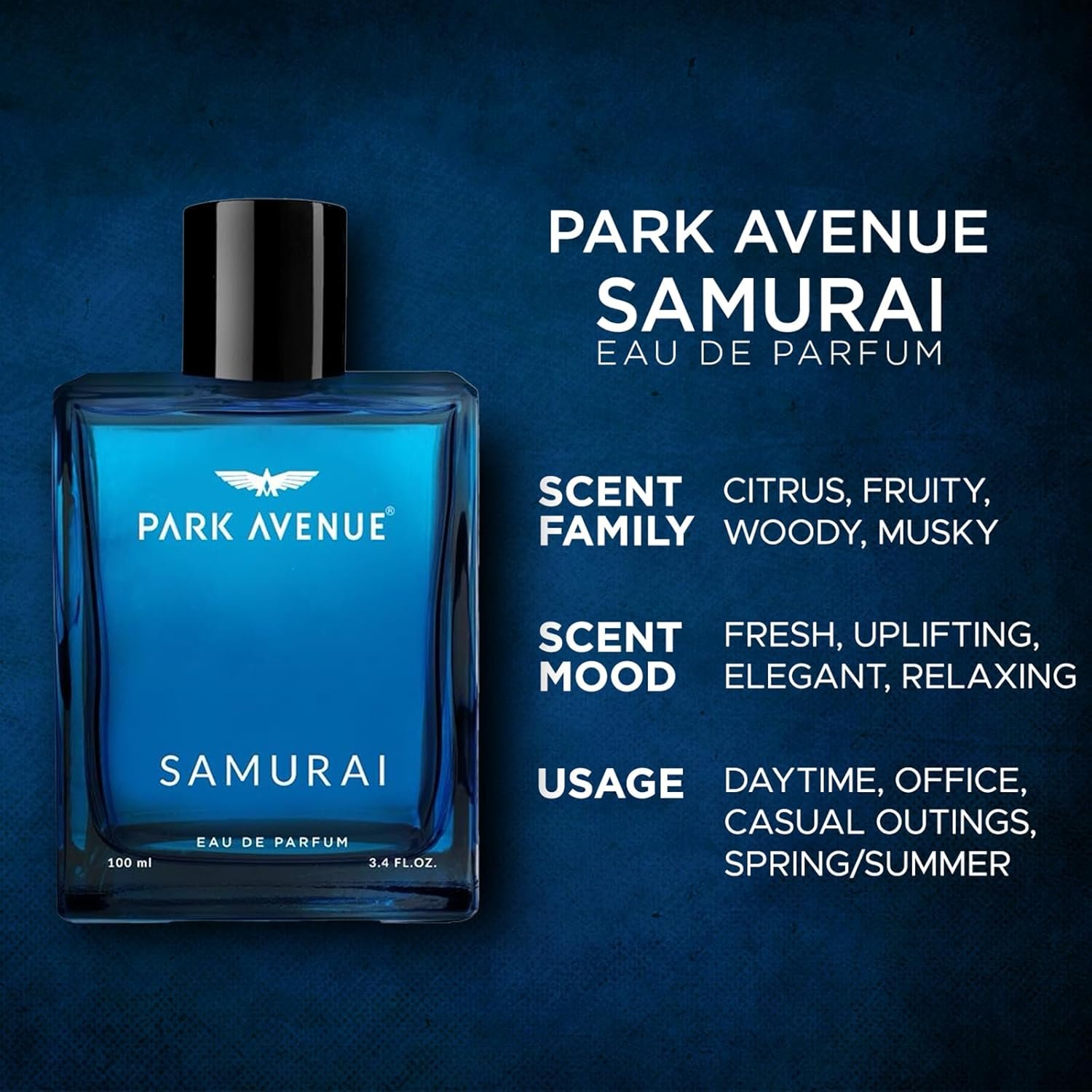Park Avenue Samurai, Eau De Parfum Men, 100ml | Long Lasting Perfume Spray For Men | Premium Luxury Fragrance Scent Aromatic | Suitable For Every Occasion - Image 2