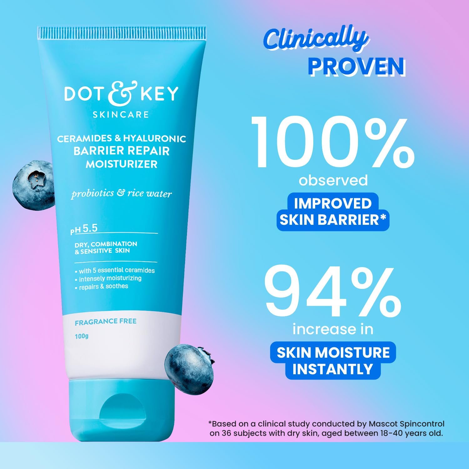 Dot & Key Barrier Repair Moisturizer For Normal, Dry, Combination & Sensitive Skin | 120 Hrs Moisturization, With 5 Ceramides & Hyaluronic | Repairs Damaged Skin Barrier, Non-Comedogenic | 50g - Image 3