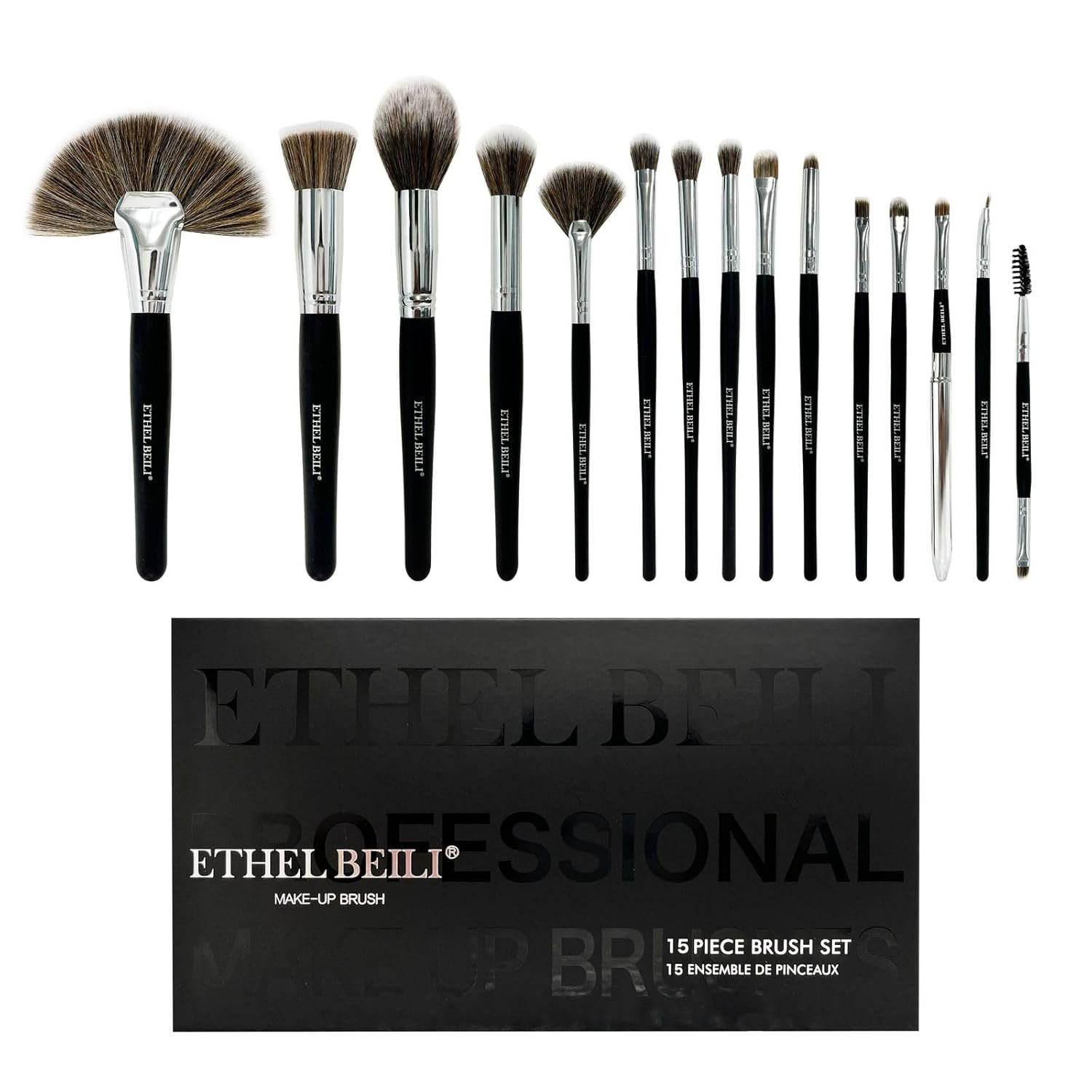 BEILI Professional Makeup Brush Set, Synthetic Foundation Powder Concealers Eye shadows Blush Makeup Brushes - Pack of 15