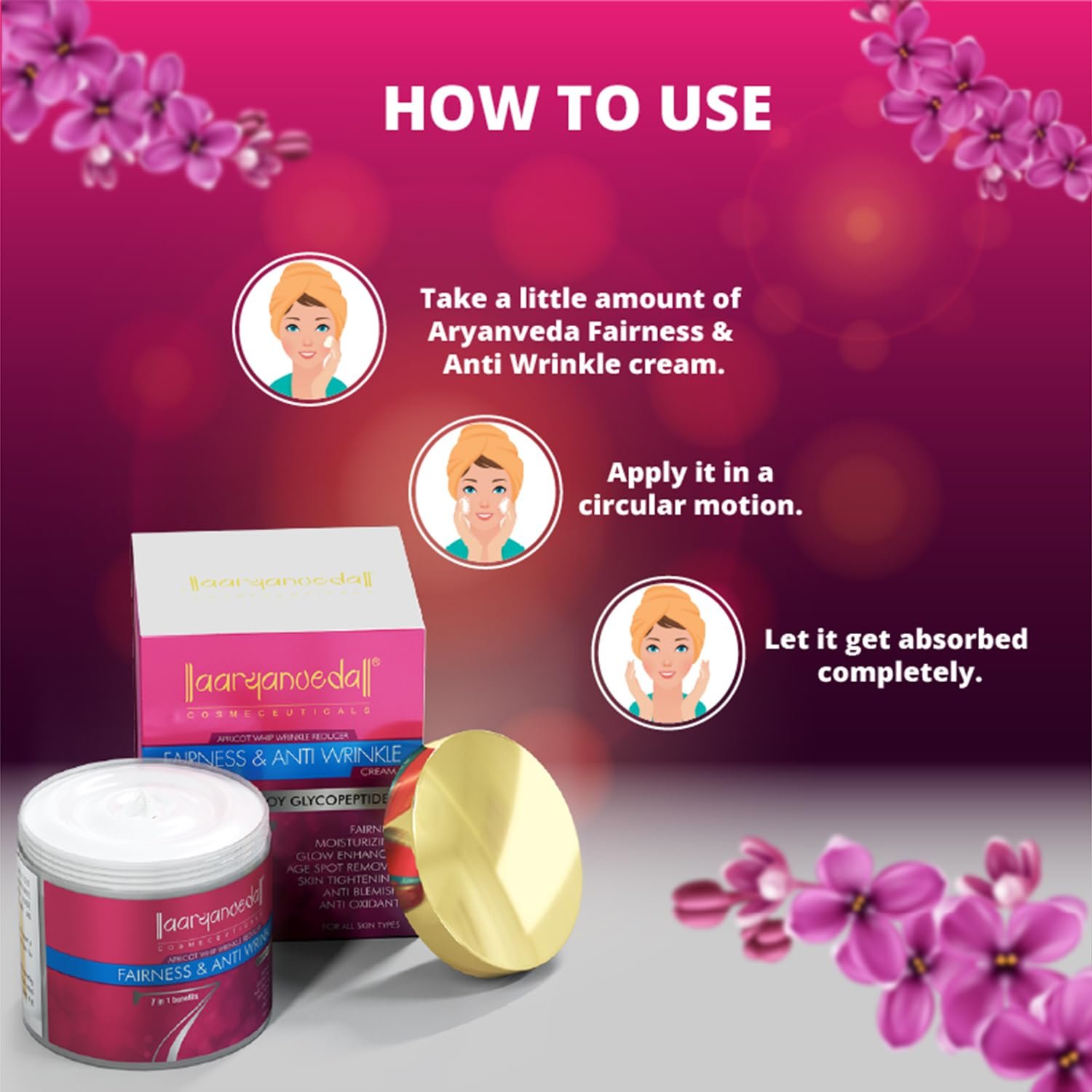 Aryanveda Fairness & Anti Wrinkle Face Cream for Summer Daily Use For Men and Women 90 GM - Image 3