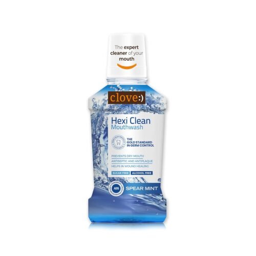 Clove Hexi-Clean Antibacterial Mouthwash, FREE Family Dental Health Plan ?2000, Fresh Breath - Cool Mint, (250ml)