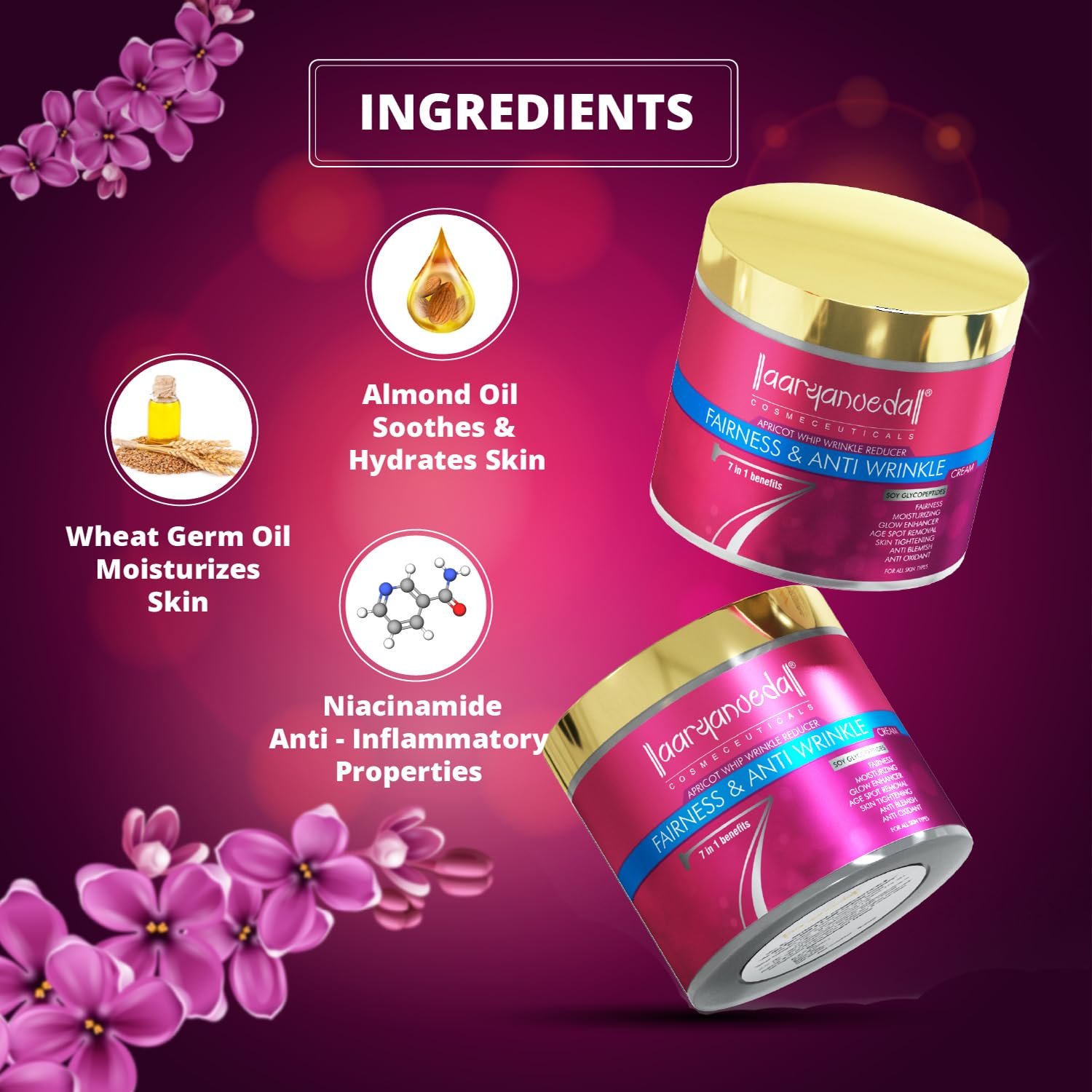 Aryanveda Fairness & Anti Wrinkle Face Cream for Summer Daily Use For Men and Women 90 GM - Image 4