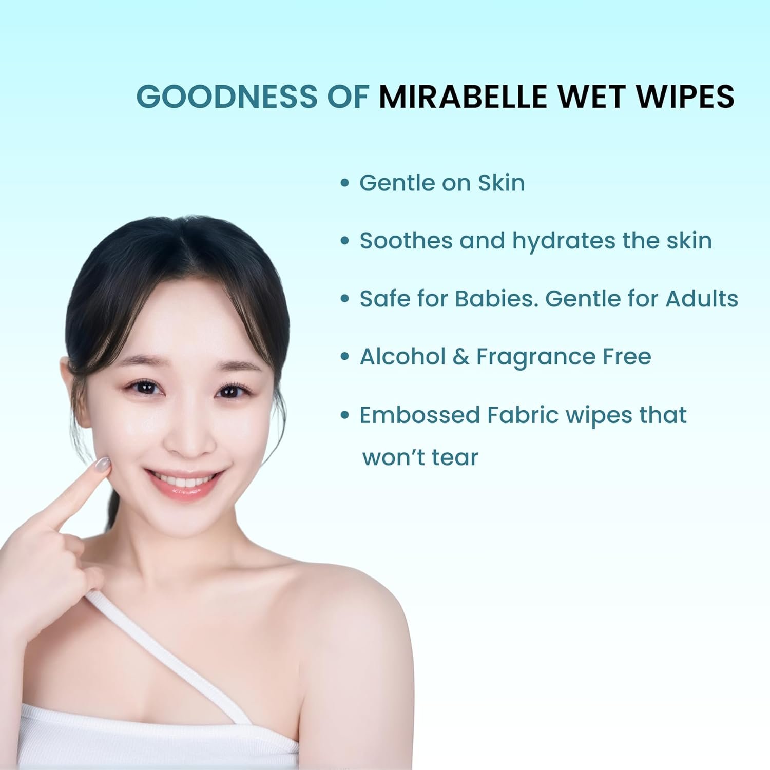 Wet Wipes for Face with Lid - 100 wipes | 99% Pure Water, fragrance free | Makeup Remover Wipes | Hydrating & Refreshing | Korean Skincare | All Skin Types | Baby & Adult Safe - Image 2