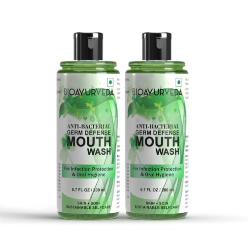 BIOAYURVEDA Anti-Bacterial Germ Defense Mouth Wash for Infection Protection and Oral Hygiene, 200ml (Pack of 2)